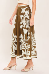 COFFEE CREAM BORDER CIRCLE SKIRT