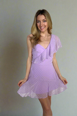 Ace Mini Single Shoulder Flutter Sleeve Party Dress (Lilac) - treasures-4-u-2-day