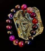 Royal Aura Purple Agate Bracelet – 12mm Reiki-Infused Statement Bracelet (Medium–Large Fit)