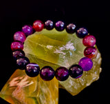 Royal Aura Purple Agate Bracelet – 12mm Reiki-Infused Statement Bracelet (Medium–Large Fit)
