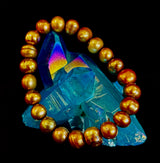 Golden Glow Freshwater Pearl Bracelet – 8–9mm Reiki-Infused Elegance (Medium Fit)