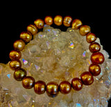 Golden Glow Freshwater Pearl Bracelet – 8–9mm Reiki-Infused Elegance (Medium Fit)