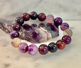 Royal Aura Purple Agate Bracelet – 12mm Reiki-Infused Statement Bracelet (Medium–Large Fit)