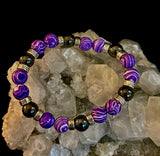 Purple Malachite & Hematite Bracelet – 10mm Handmade Energy Bracelet | Large 8” Wrist | Reiki-Infused