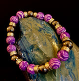 Purple Malachite & Hematite Bracelet – 10mm Handmade Energy Bracelet | Large 8” Wrist | Reiki-Infused