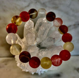 Solar Glow Cherry Quartz Bracelet – 12mm Matte Reiki-Infused Energy Bracelet (Medium Fit)