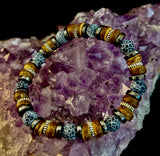 Earthforge Mixed Material Bracelet – Stone, Wood & Metal | Grounding, Strength & Balance | Reiki-Infused Bracelet for Medium to Large Wrists