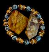 Earthforge Mixed Material Bracelet – Stone, Wood & Metal | Grounding, Strength & Balance | Reiki-Infused Bracelet for Medium to Large Wrists