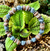 Earthforge Mixed Material Bracelet – Stone, Wood & Metal | Grounding, Strength & Balance | Reiki-Infused Bracelet for Medium to Large Wrists