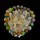 🌿 Grounded Strength Indian Agate Diffuser Bracelet – Lava Stone Energy (10mm)
