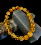 Golden Healer Quartz Bracelet – 8mm Natural Crystal (Small–Medium Wrist) | Energy Healing, Alignment & Manifestation
