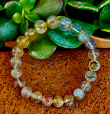 Golden Healer Quartz Bracelet – 8mm Natural Crystal (Small–Medium Wrist) | Energy Healing, Alignment & Manifestation