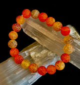 Sunburst Power Bracelet - Orange Fire Agate (10mm)