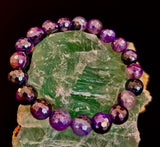 Mystic Purple Banded Agate Faceted Stretch Bracelet