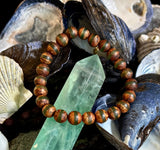 🌿 Rooted Resolve Bracelet - Brown & Green Tibetan Agate | Natural 8mm Gemstones