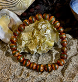 🌿 Rooted Resolve Bracelet - Brown & Green Tibetan Agate | Natural 8mm Gemstones