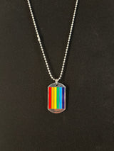 Rainbow Dog Tag Necklace – LGBTQ+ Pride Pendant on 24" Ball Chain - treasures-4-u-2-day