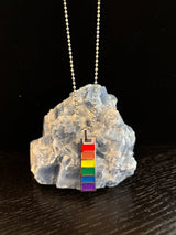 LGBTQ+ Pride Bar Pendant Necklace – Rainbow Enamel on Stainless Steel - treasures-4-u-2-day