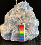 LGBTQ+ Pride Bar Pendant Necklace – Rainbow Enamel on Stainless Steel - treasures-4-u-2-day