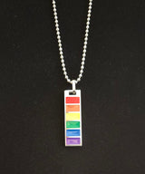 LGBTQ+ Pride Bar Pendant Necklace – Rainbow Enamel on Stainless Steel - treasures-4-u-2-day