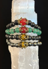 Crowned Energy Protection Bracelet – 8mm Natural Stone Beads (Multiple Colors Available) - treasures-4-u-2-day