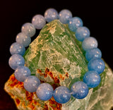 Aquamarine Beaded Bracelet – Reiki-Infused Calm, Clarity & Communication Jewelry (Medium Wrist)