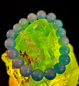 Aquamarine Beaded Bracelet – Reiki-Infused Calm, Clarity & Communication Jewelry (Medium Wrist)