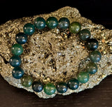 Natural Moss Agate Bracelet 8mm & 10mm – Reiki-Infused Growth, Abundance & Grounding Jewelry (Multiple Wrist Sizes)