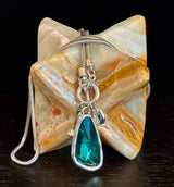 Crystal Drop Pendant Necklace – Blue or Green – Adjustable 75cm (29 inch) Chain - treasures-4-u-2-day