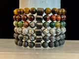 Earth Energy Collection – 6 Choices - Natural Stone & Magnetic Bead Bracelets for Medium to Large Wrists - treasures-4-u-2-day