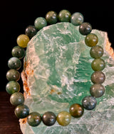 Natural Moss Agate Bracelet 8mm & 10mm – Reiki-Infused Growth, Abundance & Grounding Jewelry (Multiple Wrist Sizes)