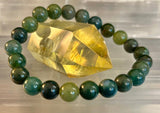 Natural Moss Agate Bracelet 8mm & 10mm – Reiki-Infused Growth, Abundance & Grounding Jewelry (Multiple Wrist Sizes)