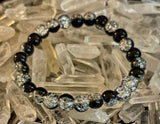 Black & White Cracked Glass Beads Bracelet – Bold Unisex Personality Statement Jewelry