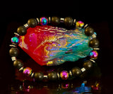 Hematite and Natural Stone Unisex Stretch Bracelet – Medium Fit, Sleek Fusion Style