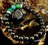 Green Natural Stone Stretchy Bracelet – Handcrafted in Turkey