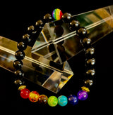 🌈 Faux Stone Chakra Bracelets with LGBTQ Pride Bead – White, Black, or Lava Rock