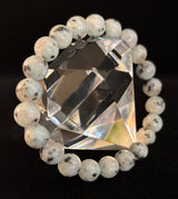 🟢 Sesame Kiwi Jasper Bracelet – 8mm Beads, Medium Wrists