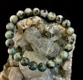 🟢 Sesame Kiwi Jasper Bracelet – 8mm Beads, Medium Wrists