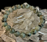 🟢 Sesame Kiwi Jasper Bracelet – 8mm Beads, Medium Wrists
