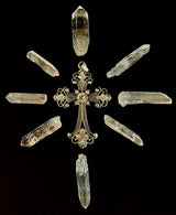 The Material Girl - Vintage Crystal Cross Pendant Necklace – Ornate Silver Tone - treasures-4-u-2-day