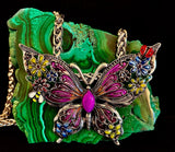Statement Butterfly Necklace – Bold Enamel Butterfly Pendant in Purple or Blue