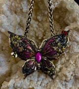 Statement Butterfly Necklace – Bold Enamel Butterfly Pendant in Purple or Blue