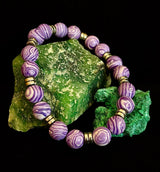 Purple Malachite Handmade Bracelet - 8"-8.5" - Large and Extra Large Wrists