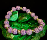 Purple Malachite Handmade Bracelet - 8"-8.5" - Large and Extra Large Wrists