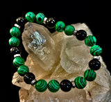 Deep Green Malachite and Black Onyx (7.5" - 8.5") Large and Extra Large Wrists