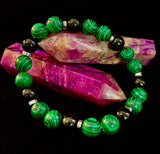 Deep Green Malachite and Black Onyx (7.5" - 8.5") Large and Extra Large Wrists