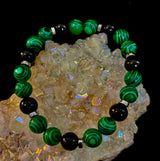Deep Green Malachite and Black Onyx (7.5" - 8.5") Large and Extra Large Wrists