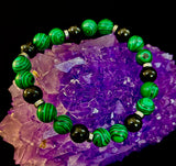 Deep Green Malachite and Black Onyx (7.5" - 8.5") Large and Extra Large Wrists