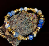 Speckled Blue and Gray Agate and Hematite (9"-9.5" XXL Wrist Size)
