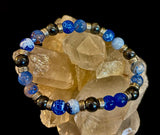 Speckled Blue and Gray Agate and Hematite (9"-9.5" XXL Wrist Size)